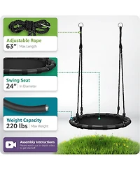 Sorbus Fabric Spinner Swing 24 inch diameter black