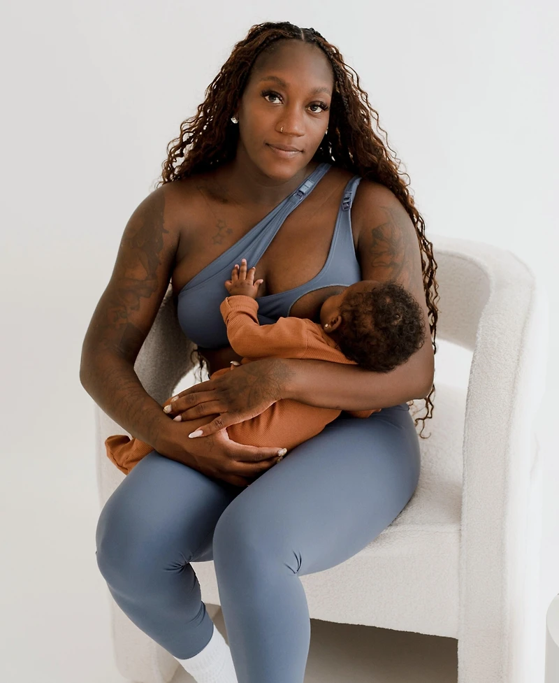 Axk Women's Cross Body Nursing Bra With Easy-Release Breastfeeding Clips and One-Shoulder Design