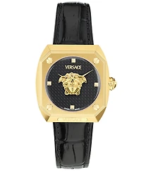Versace Women's Swiss Medusa Antares Black Leather Strap Watch 35mm
