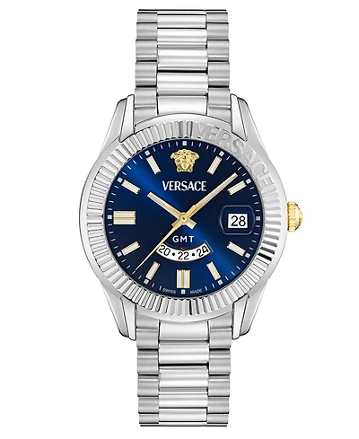 Versace Men's Swiss Apodis Gmt Stainless Steel Bracelet Watch 41mm