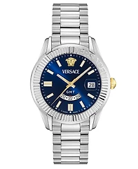 Versace Men's Swiss Apodis Gmt Stainless Steel Bracelet Watch 41mm