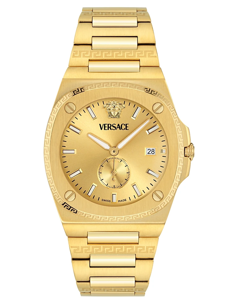 Versace Men's Swiss Tolomeo Gold Ion Plated Bracelet Watch 40mm