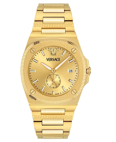 Versace Men's Swiss Tolomeo Gold Ion Plated Bracelet Watch 40mm