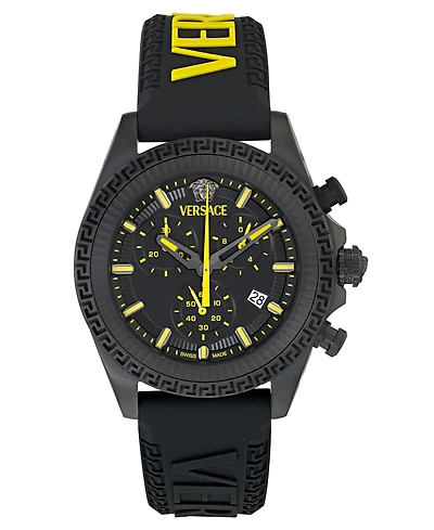 Versace Men's Swiss Chronograph Fornax Black Silicone Strap Watch 43mm