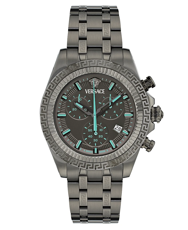 Versace Men's Swiss Chronograph Fornax Gunmetal Ion Plated Bracelet Watch 43mm