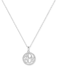 Giani Bernini Cubic Zirconia B Initial Halo 18" Pendant Necklace in Sterling Silver, Created for Macy's