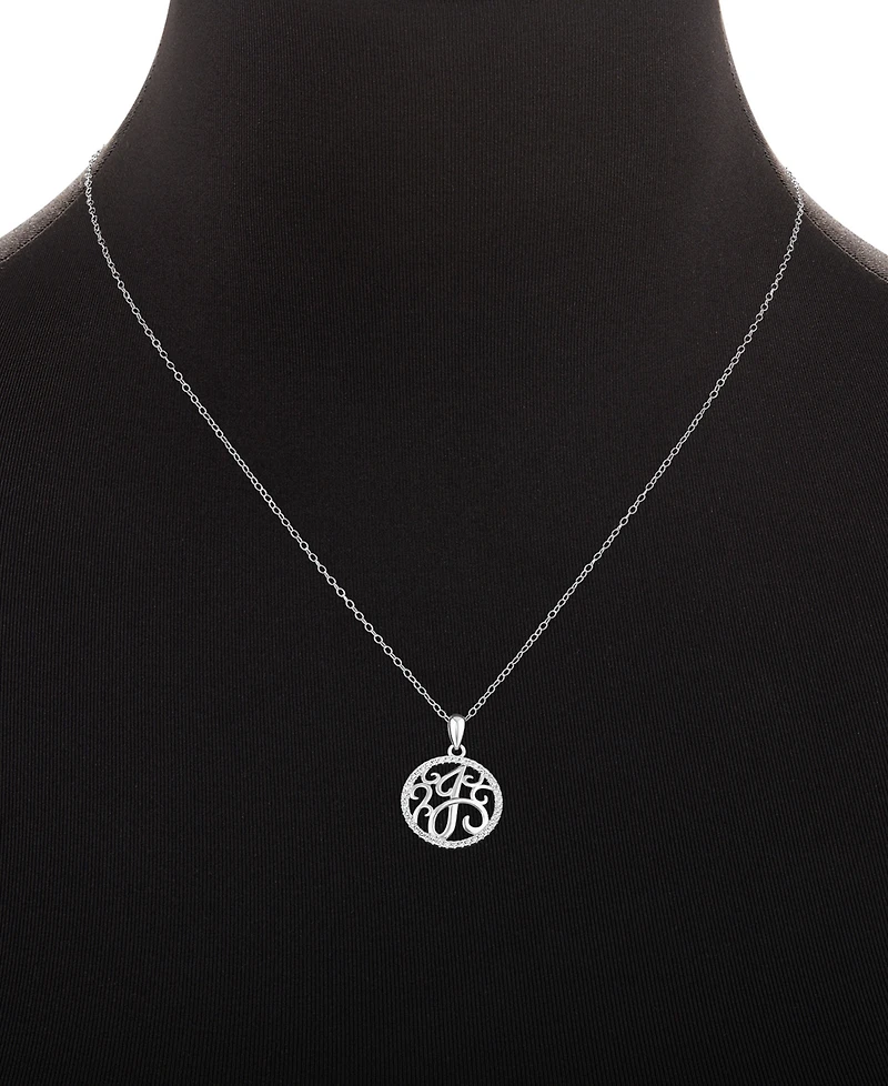 Giani Bernini Cubic Zirconia Filigree Initial J Monogram 18" Pendant Necklace in Sterling Silver, Macy's Exclusive