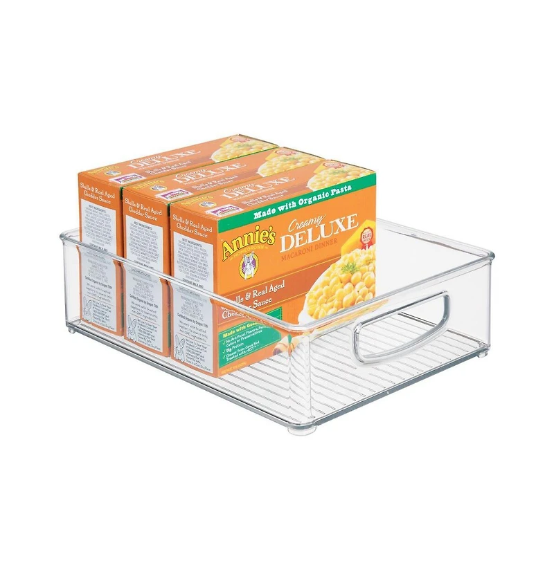 iDesign Plastic Stackable Pantry Bin with Handles, Set of 4, Clear