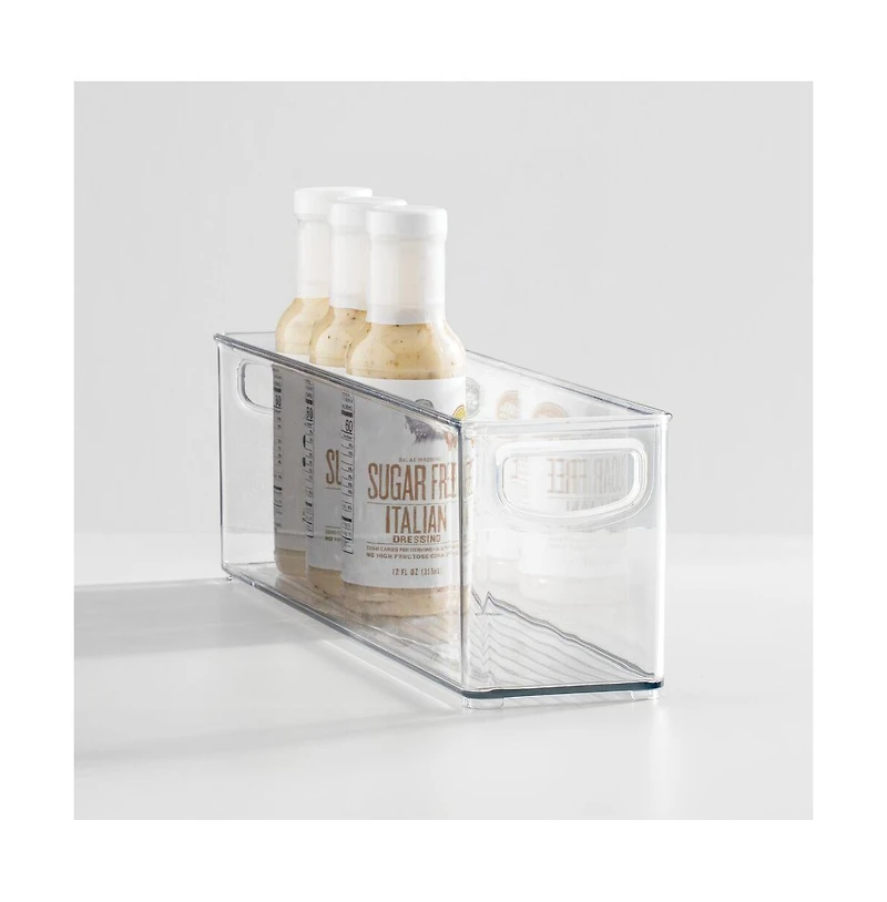 iDesign Plastic Stackable Pantry Bin with Handles, Set of 2, Clear, Made in Usa