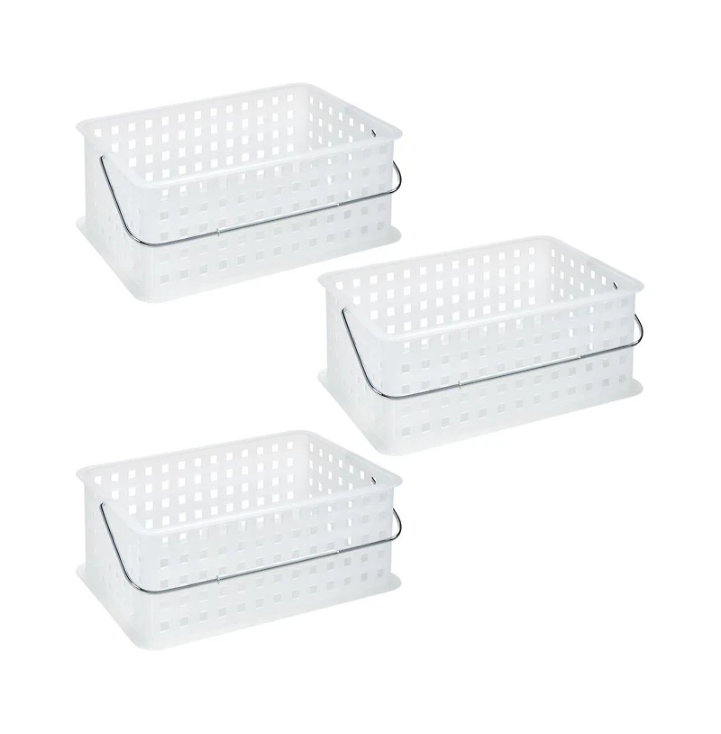 iDesign Medium Stackable Shower Basket, Set of 3, Clear/Frost, Made in Usa