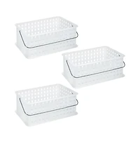iDesign Medium Stackable Shower Basket, Set of 3, Clear/Frost, Made in Usa