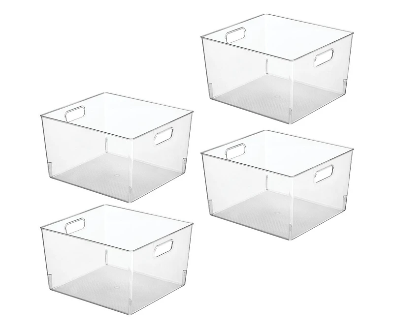 mDesign Plastic Household Cubby Storage Organizer Container Bin - 4 Pack - Clear, Usa Made