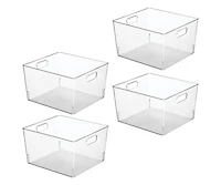 mDesign Plastic Household Cubby Storage Organizer Container Bin - 4 Pack - Clear, Usa Made