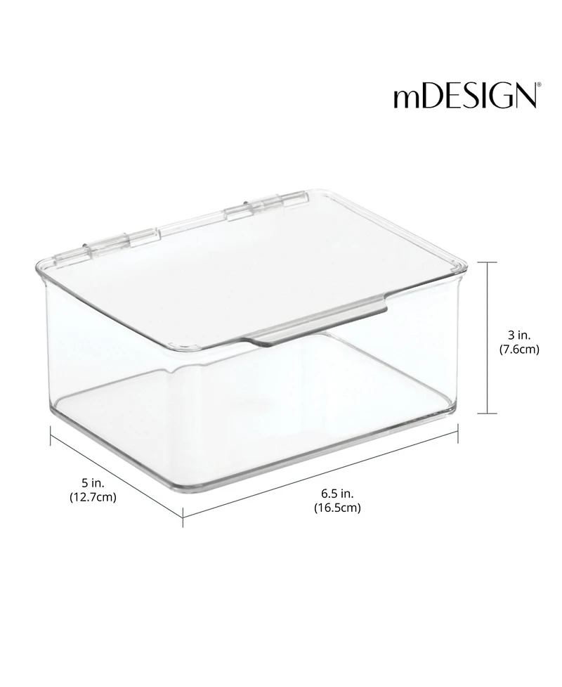 mDesign Plastic Playroom/Gaming Storage Organizer Box, Hinge Lid, 8 Pack, Clear, Usa Made
