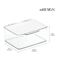 mDesign Plastic Playroom/Gaming Storage Organizer Box, Hinge Lid, 8 Pack, Clear, Usa Made