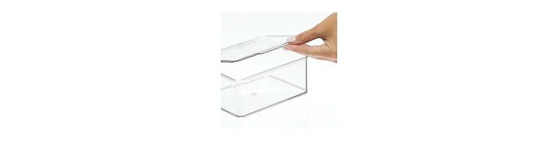 mDesign Plastic Cosmetic Vanity Storage Organizer Box, Hinge Lid, 4 Pack, Clear, Usa Made