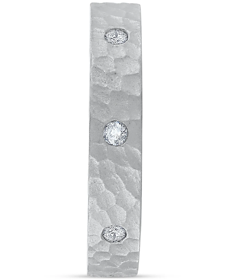 Diamond Studded Textured Band (1/4 ct. t.w.) Platinum or 14k Gold
