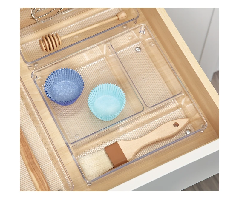 iDesign 3-Section Plastic Drawer Organizer - Set of 6