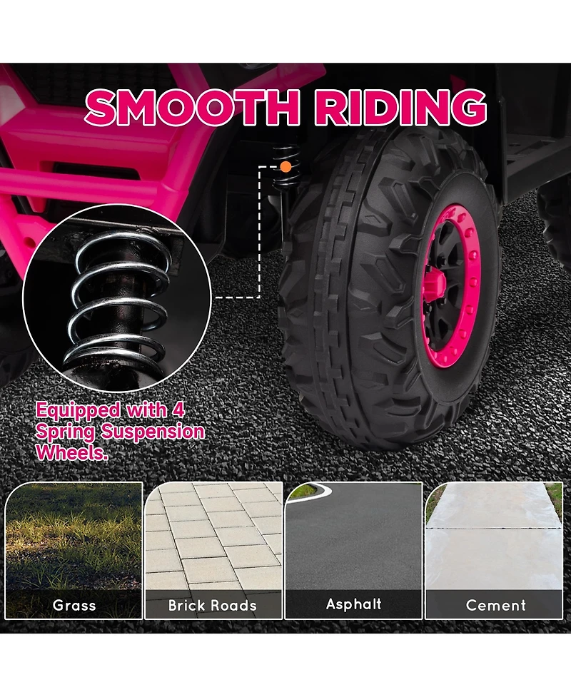 Qaba 12V Kids Atv, 4 Wheeler with Spring Suspension, Storage,
