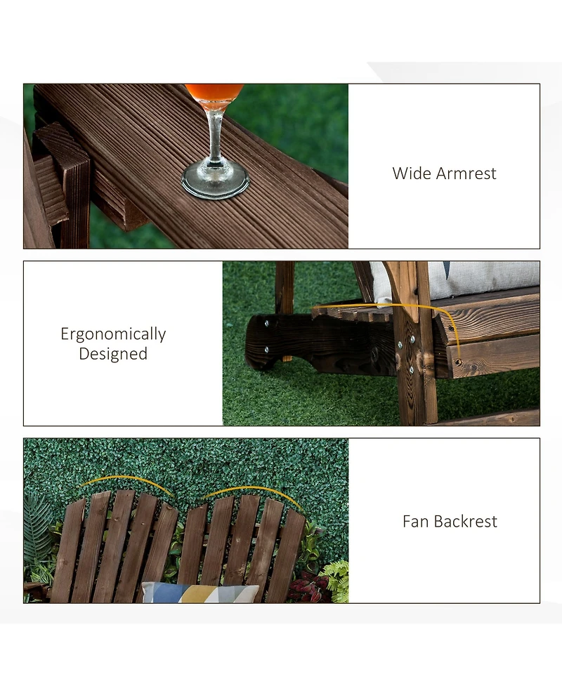 Outsunny 2-Person Adirondack Loveseat, Wood,