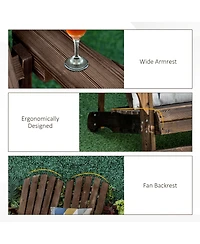 Outsunny 2-Person Adirondack Loveseat, Wood,