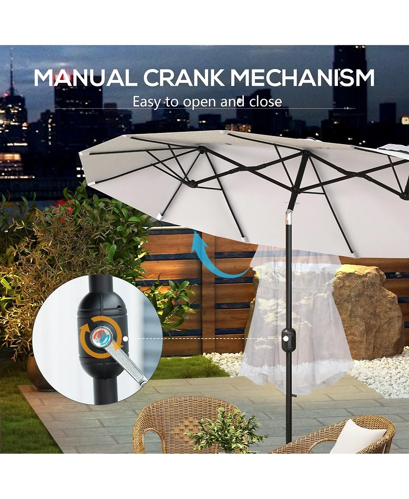 Outsunny 9.7' Double-sided Patio Umbrella Tilt Outdoor Umbrella,