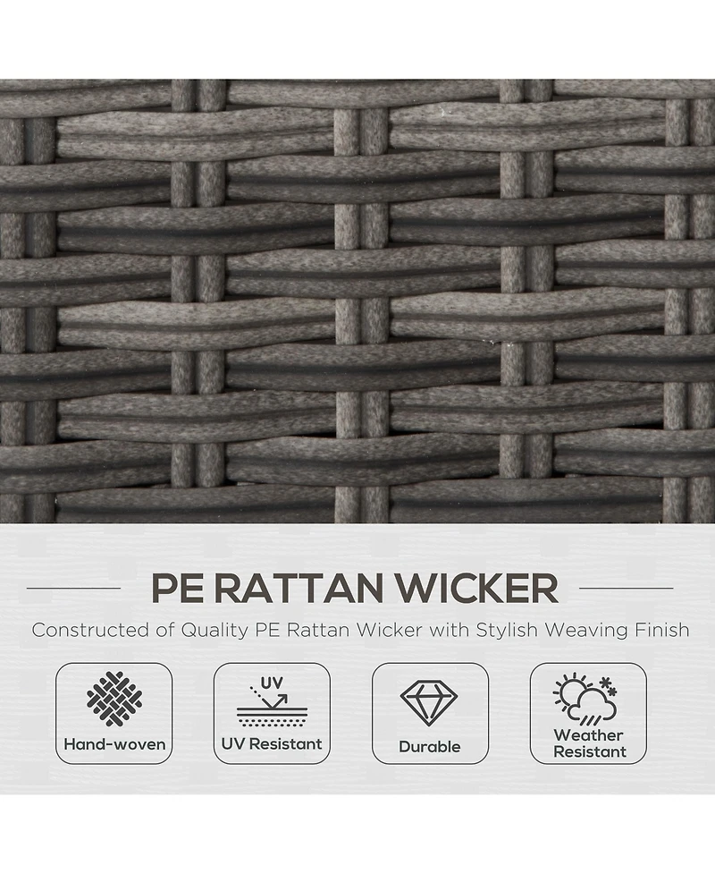 Outsunny Patio Furniture Sectional Sofa w/ Ottomans & Table