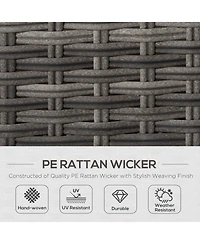 Outsunny Patio Furniture Sectional Sofa w/ Ottomans & Table