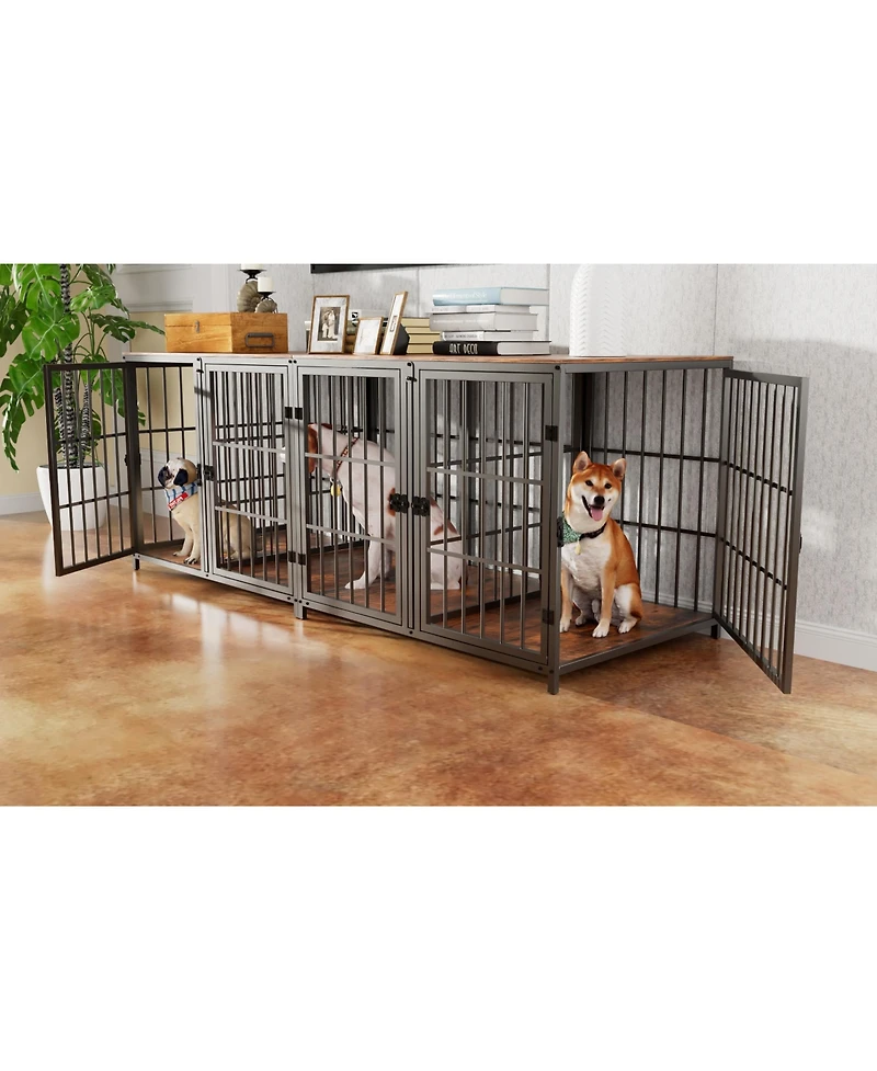 Bingopaw Heavy Duty Wood Dog Crate Pet Kennels Table Furniture with Tray & Lockable Door