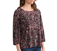 Jones New York Women's Crew Neck 3/4-Sleeve Top