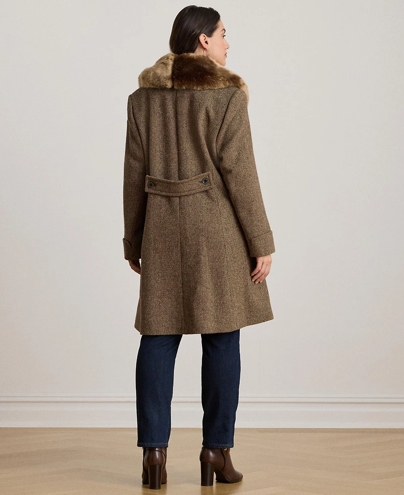 Lauren Ralph Plus Faux-Fur-Collar Coat