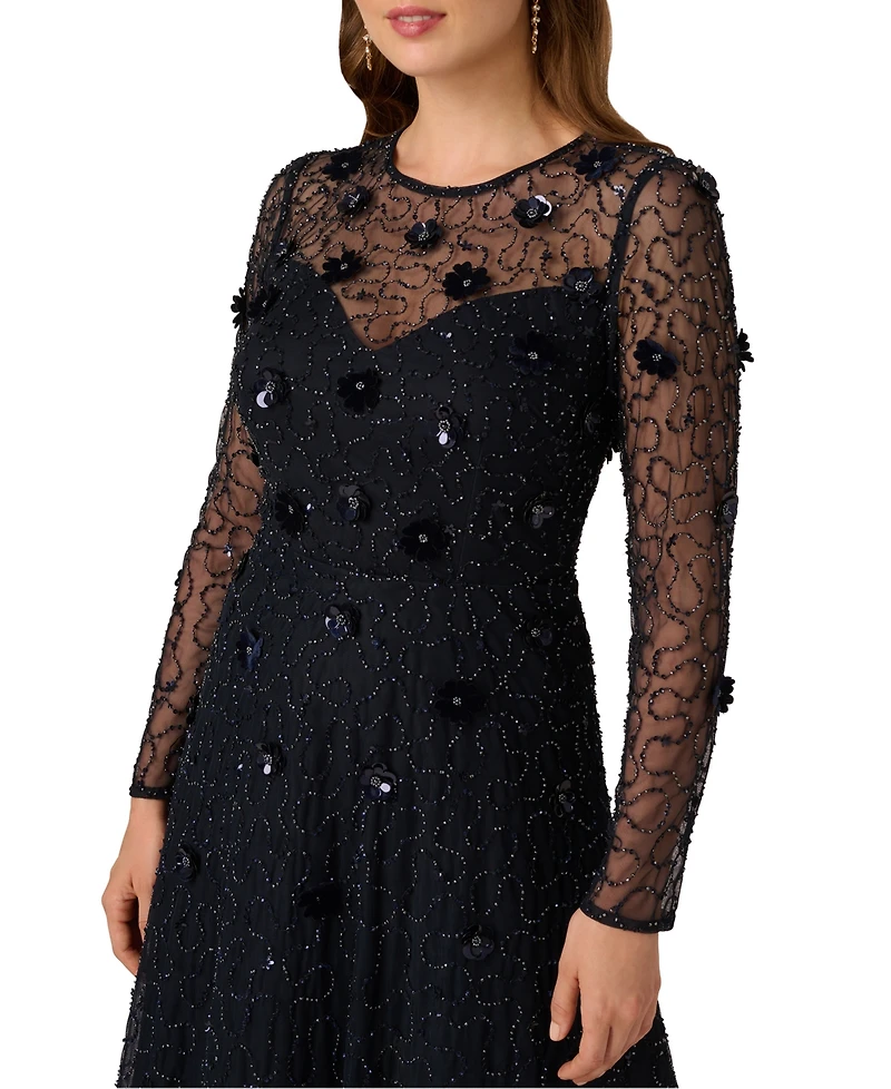 Adrianna Papell Petite Bead Velvet Midi Dress