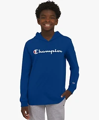 Champion Big Boys Signature Logo Long-Sleeve Hooded T-Shirt