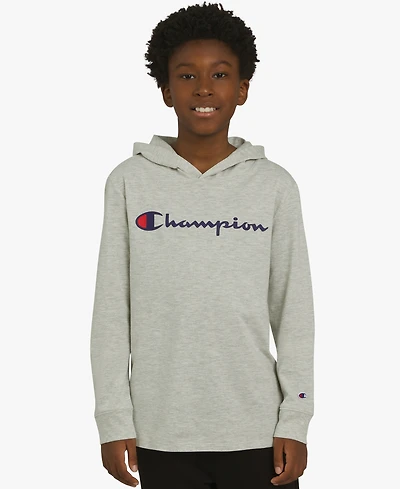 Champion Big Boys Signature Logo Long-Sleeve Hooded T-Shirt