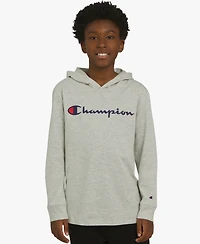 Champion Big Boys Signature Logo Long-Sleeve Hooded T-Shirt