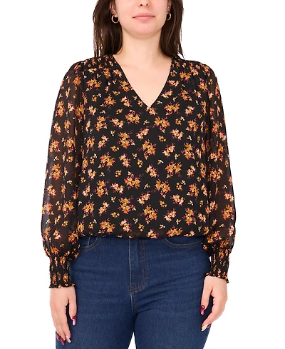Sam & Jess Women's V-Neck Blouson Top