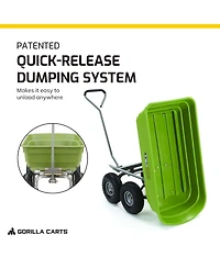 Gorilla Carts Heavy Duty Poly Yard Dump Cart, Lawn & Garden Wagon, 600 Lb, Green
