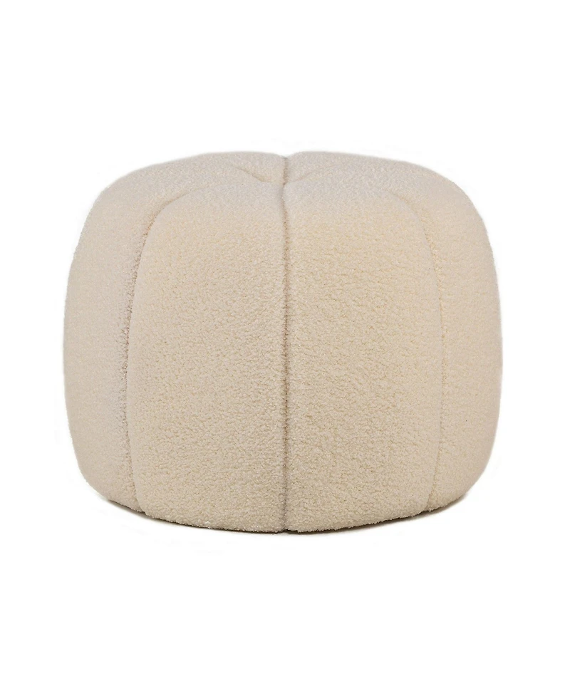 Nordlys - White Boucle with Stripes Pouf Vintage Style Upholstery Living Room