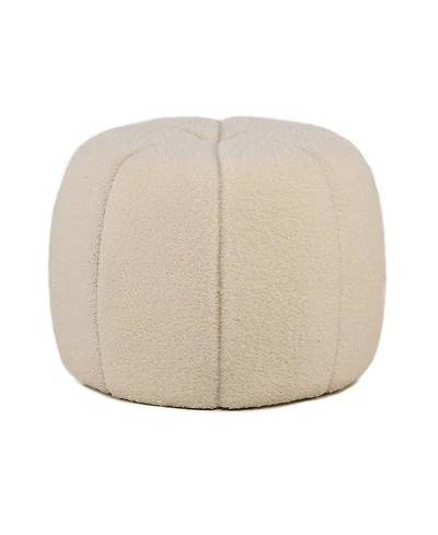 Nordlys - White Boucle with Stripes Pouf Vintage Style Upholstery Living Room