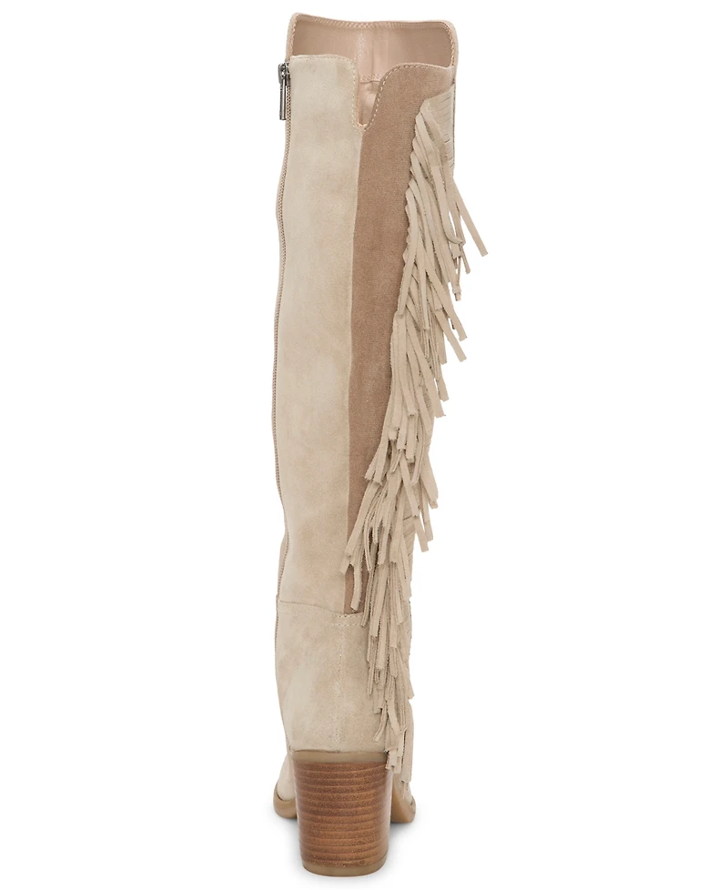Lucky Brand Women's Boswell Fringe Knee High Block Heel Boots