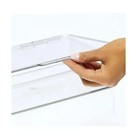 mDesign Plastic Stackable Bathroom Organizer Bin, Hinged Lid - 4 Pack - Clear