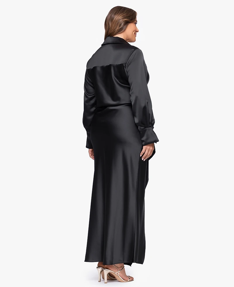 Xscape Plus-Size V-Neck Long Dress