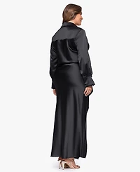Xscape Plus-Size V-Neck Long Dress