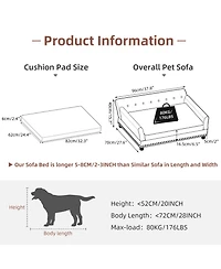 Bingopaw Xl Large Sized Dog Sofa Couch Raised Calming Dog Bed Leather Lounger Waterproof