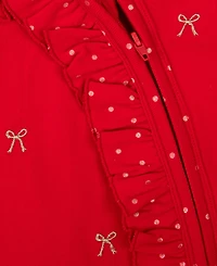 Baby Essentials Girls All-Over Bow Footed Coverall and Headband, 2-Piece Set