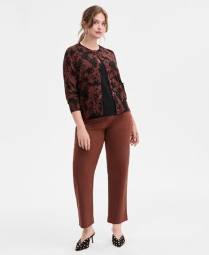 I.N.C. International Concepts Plus Size Ara Animal Print Cardigan Mid Rise Pull On Straight Leg Pants Macys Exclusive