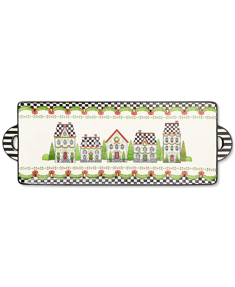 MacKenzie-Childs Holly Village Ceramic Rectangular Platter