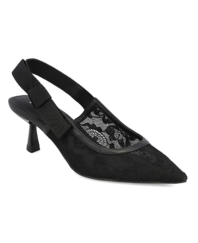 Mia Women's Naida Slingback Kitten Heel Mesh Pumps
