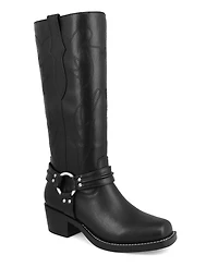 Mia Women's Diego Tall Harness Strap Block Heel Western Boots