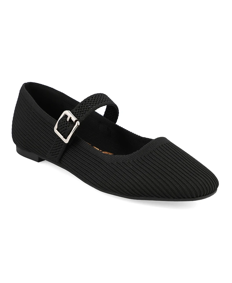 Mia Women's Mary Jane Strap Knit Flats